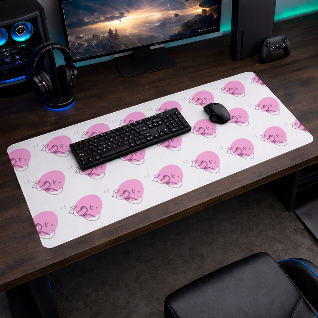 Cute Pink Lying Character Illustration Mouse Pad