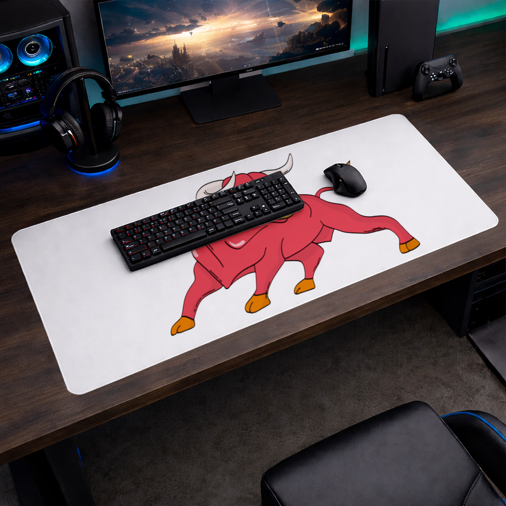 Spanish Red Bull Illustration Inspired by Matador Theme Mouse Pad