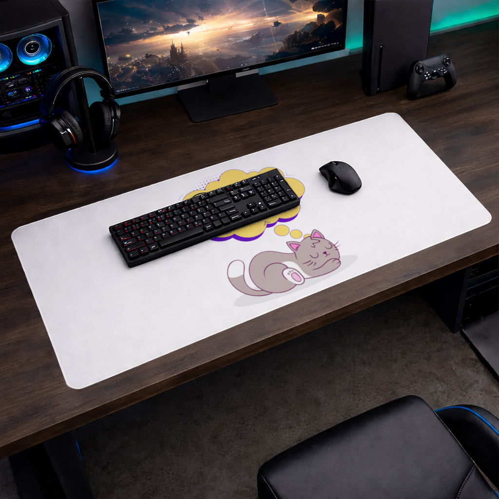 Cat Planning a 4 AM Zoomies Illustration Mouse Pad
