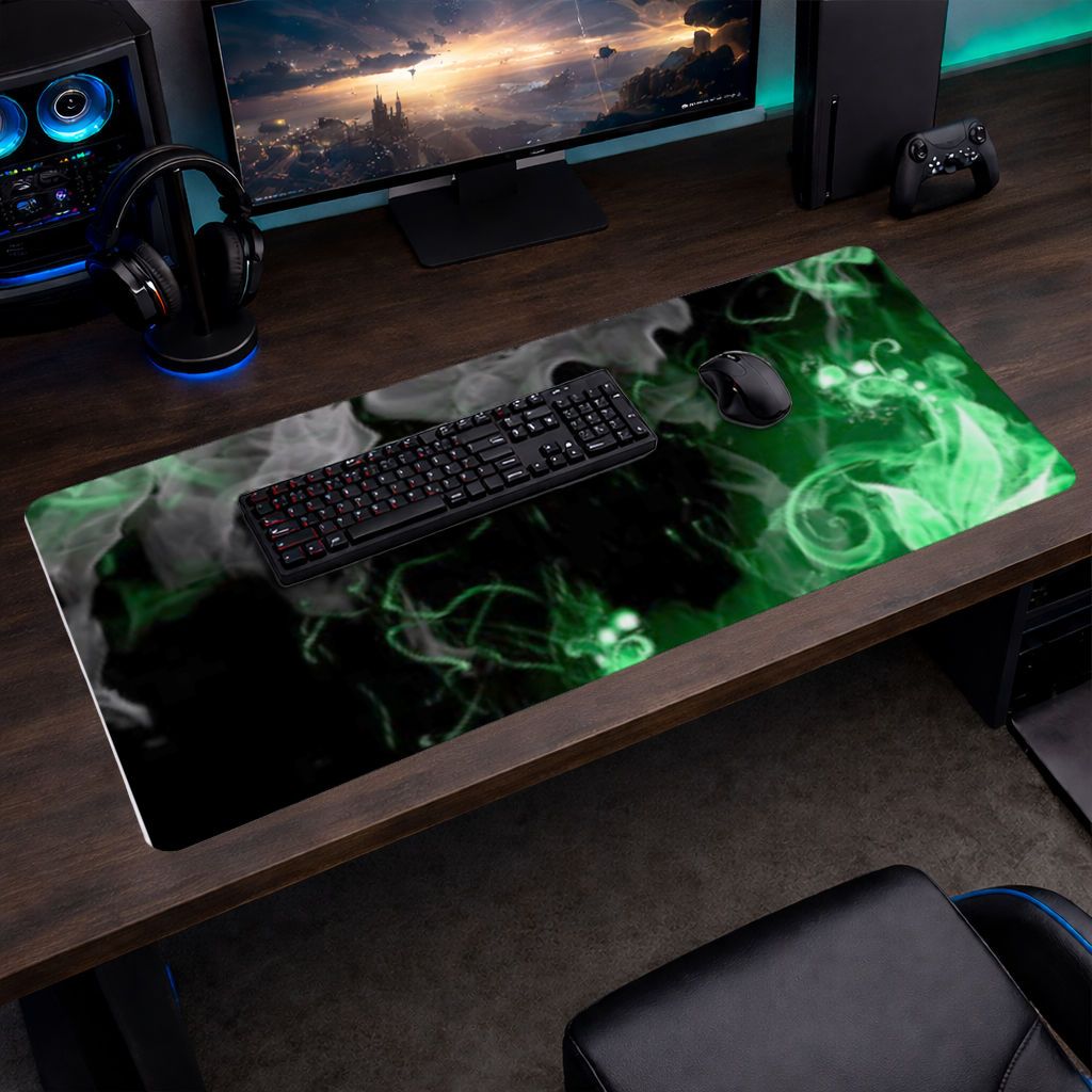 Yeşil siyah duman deseni. Mouse Pad