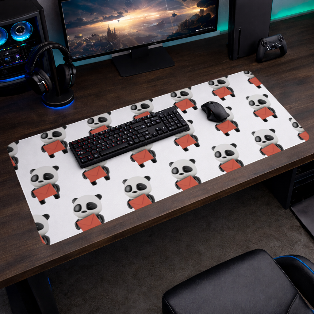 Happy Panda Character Holding Red Envelope Mouse Pad