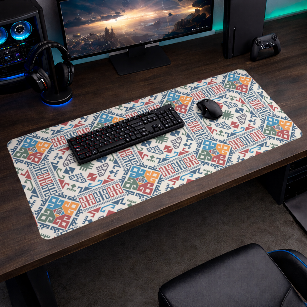 Multicolor Ethnic Geometric Motif Mouse Pad