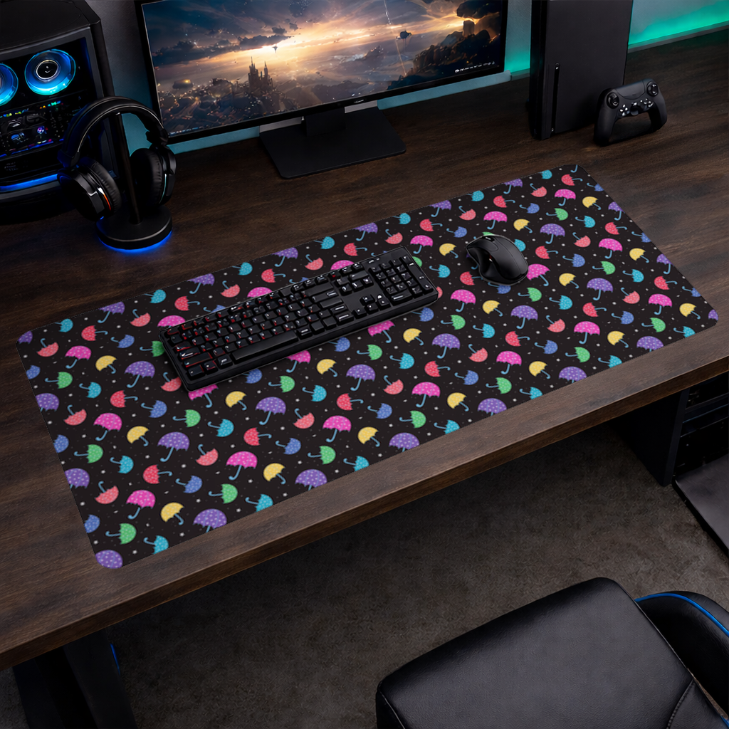 Colorful Heart Umbrellas Pattern Mouse Pad