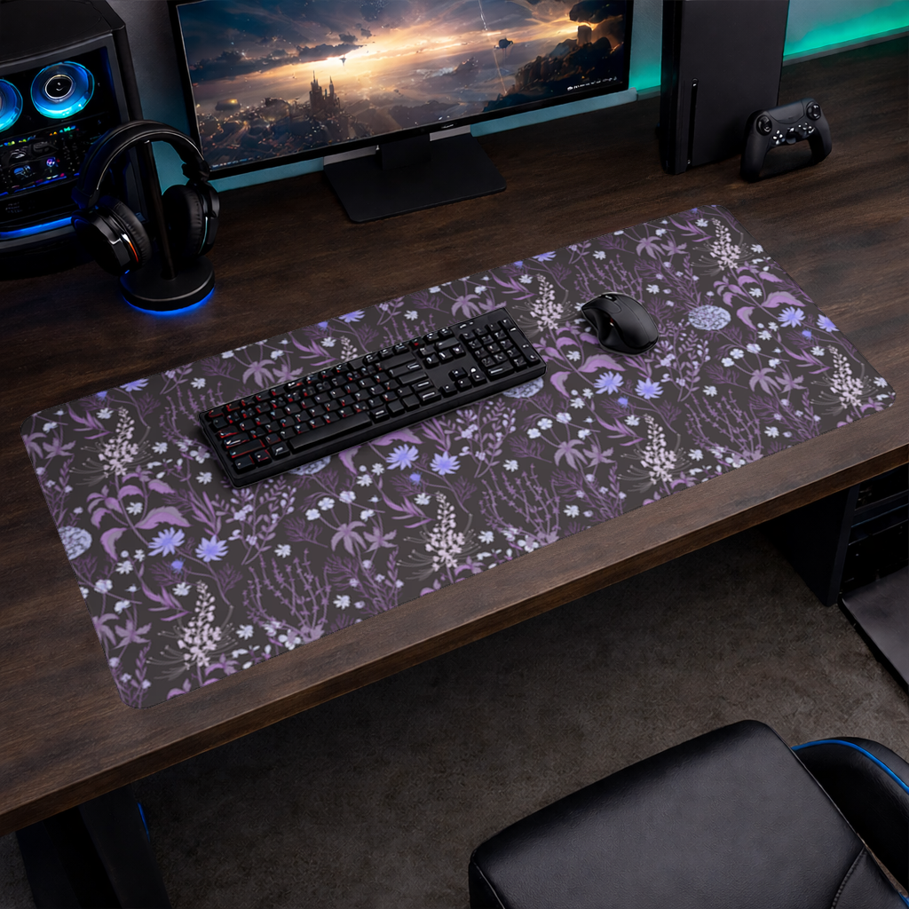 Purple Gothic Botanical Mouse Pad