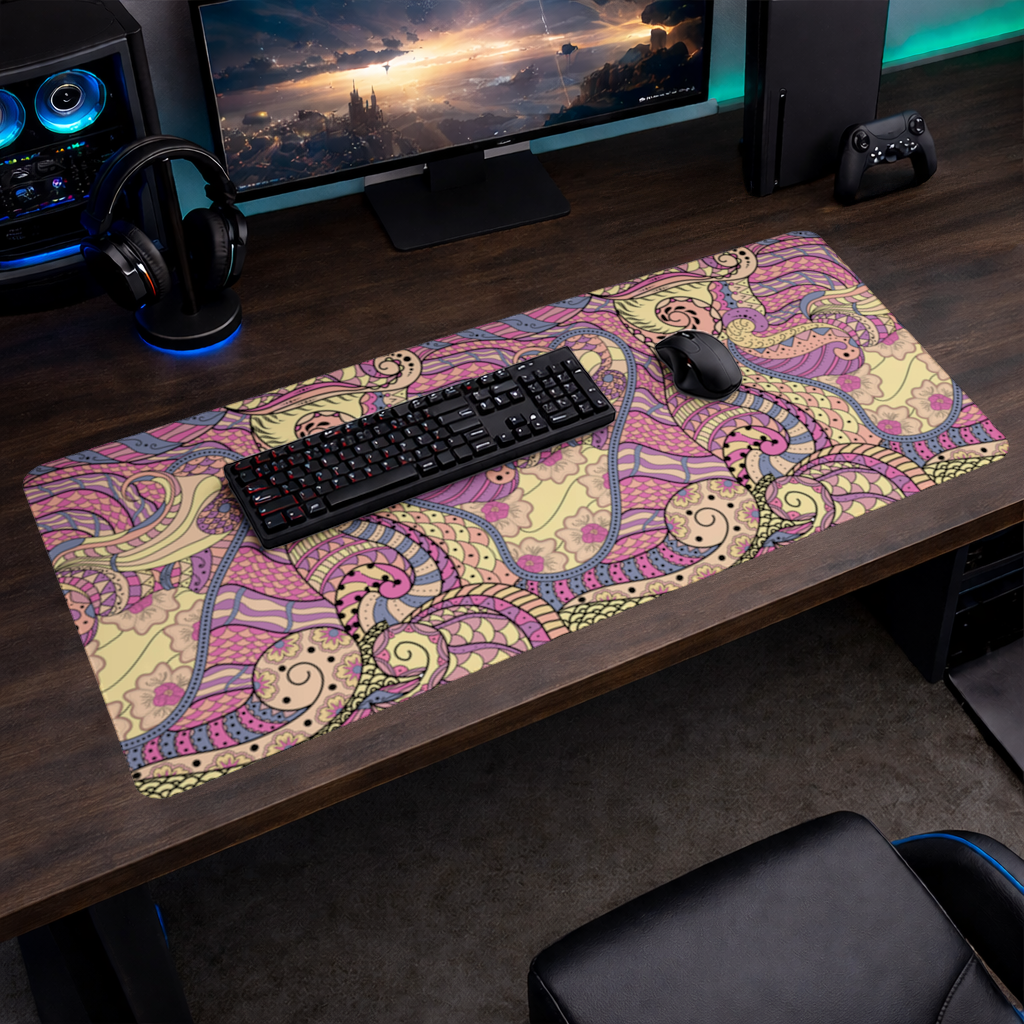 Psychedelic Zentangle Floral Mouse Pad