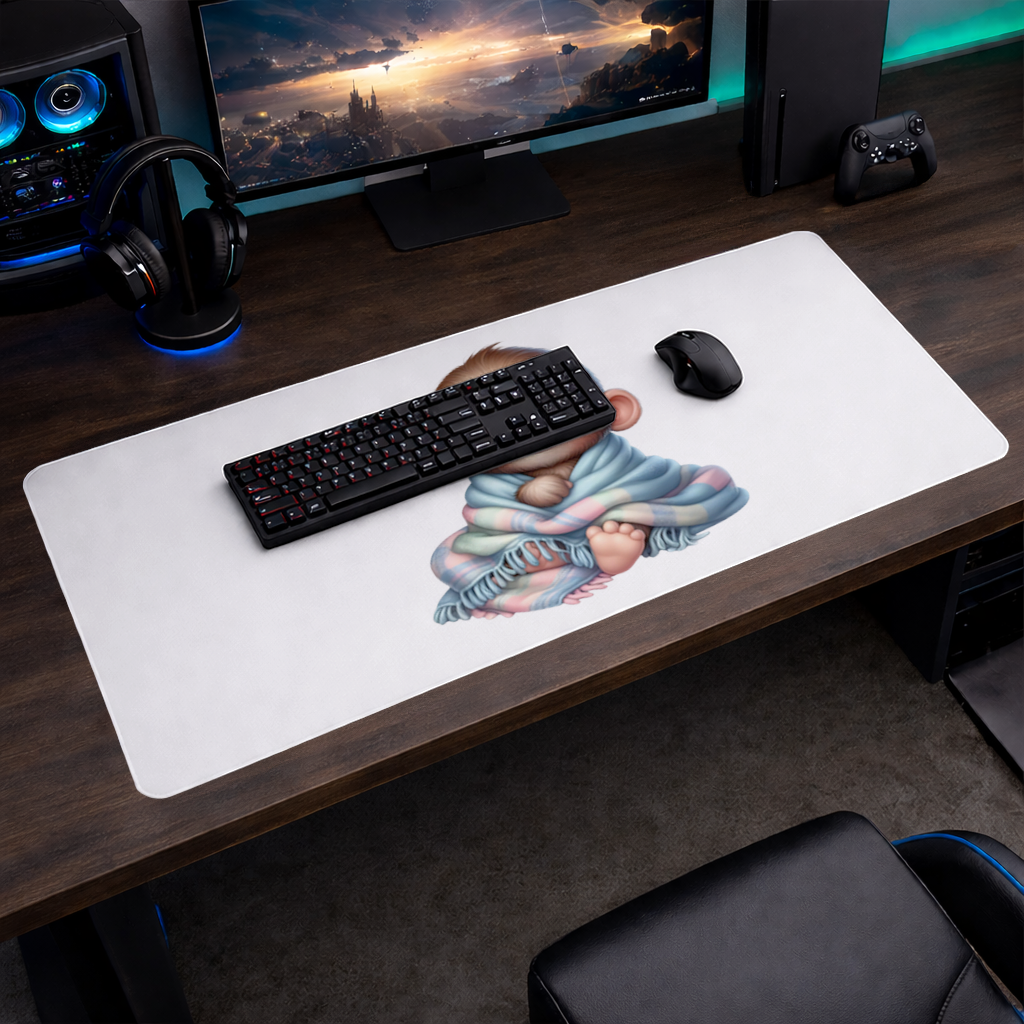 Cute Baby Monkey Wrapped in Blanket Mouse Pad
