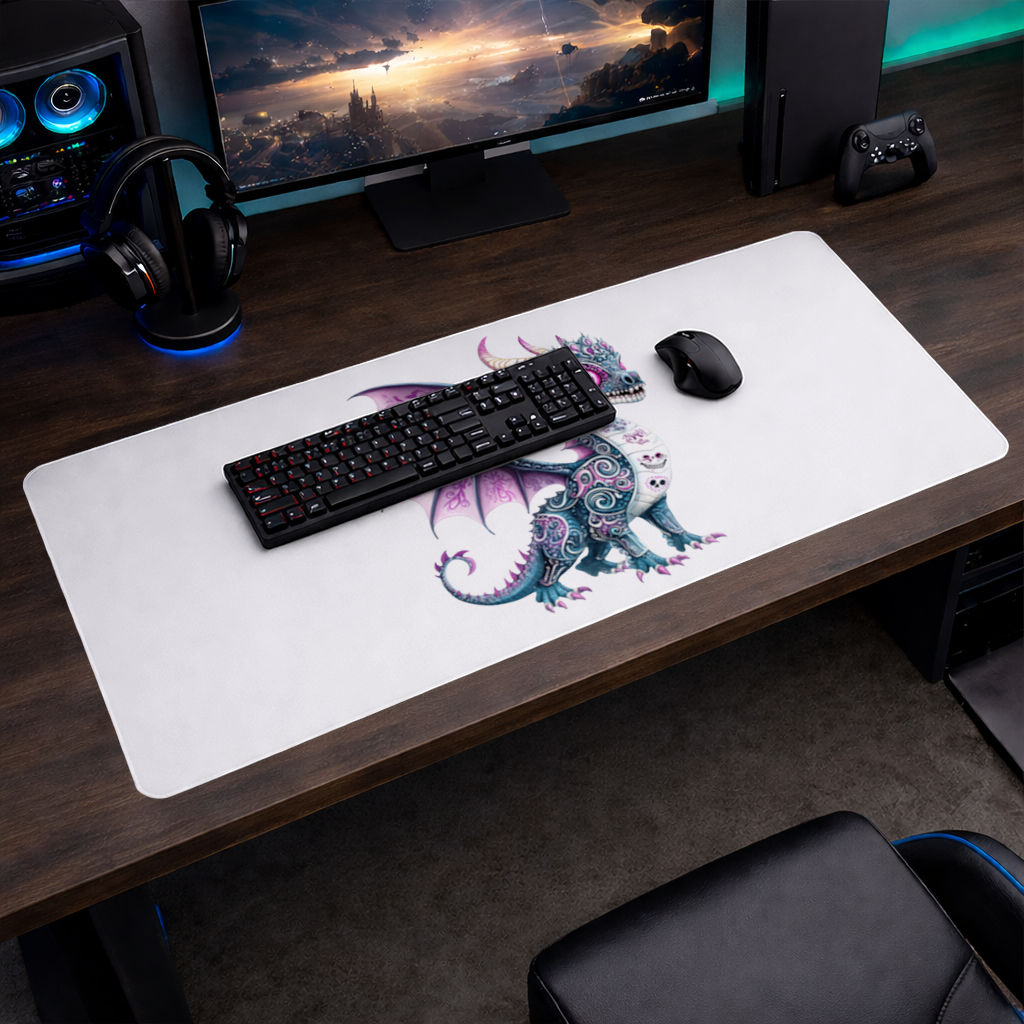 Purple Sugar Skull Dragon Mouse Pad