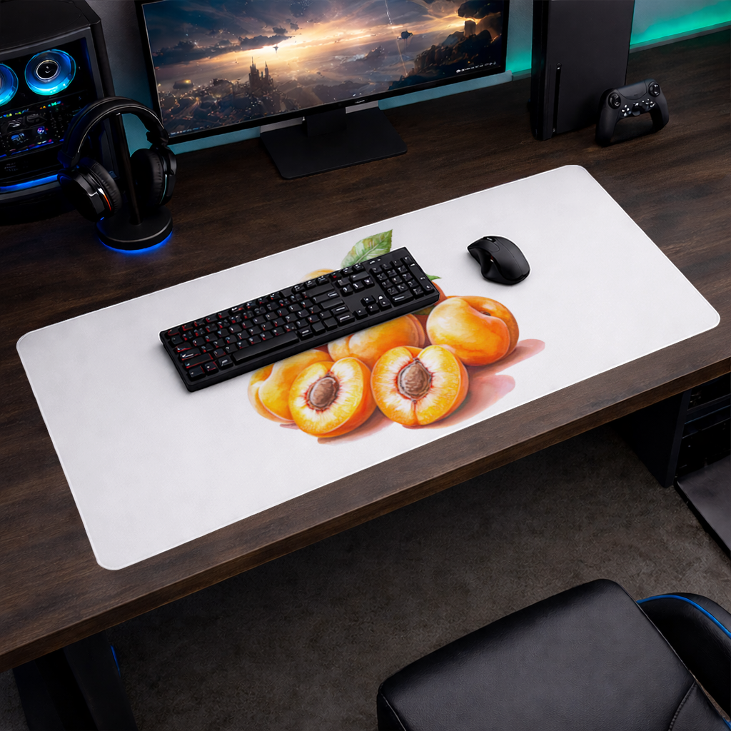 Watercolor Apricot and Leaves Mouse Pad