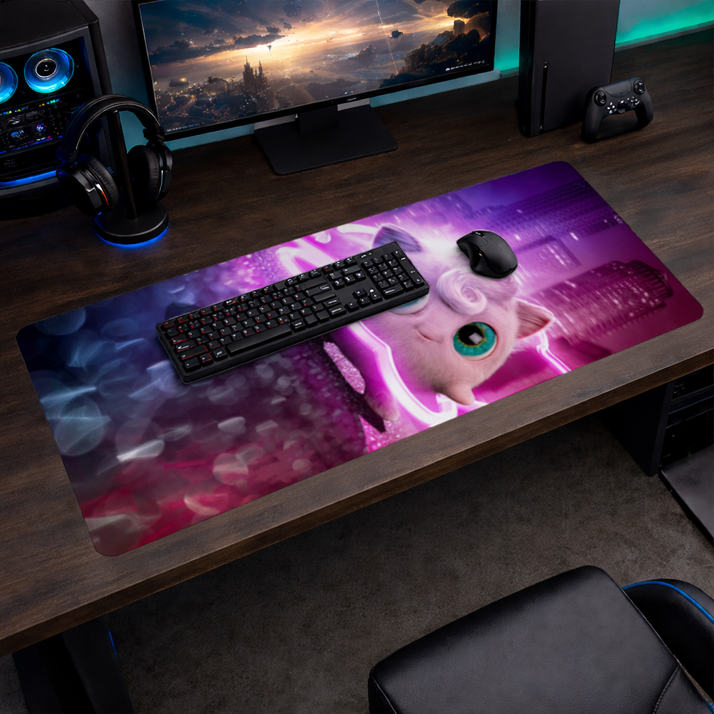 Cyberpunk Pink Fluffy Creature Mouse Pad
