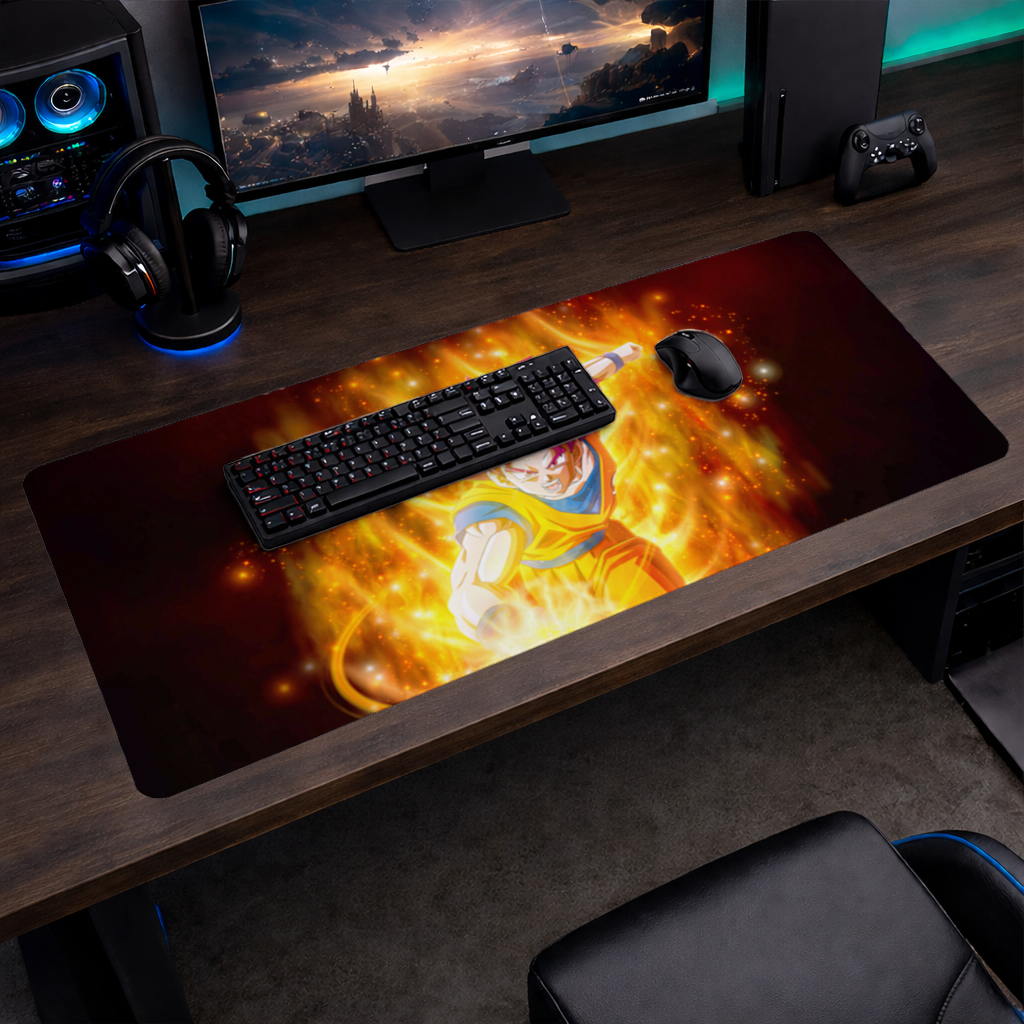 Fiery Pink Hair Warrior Mouse Pad