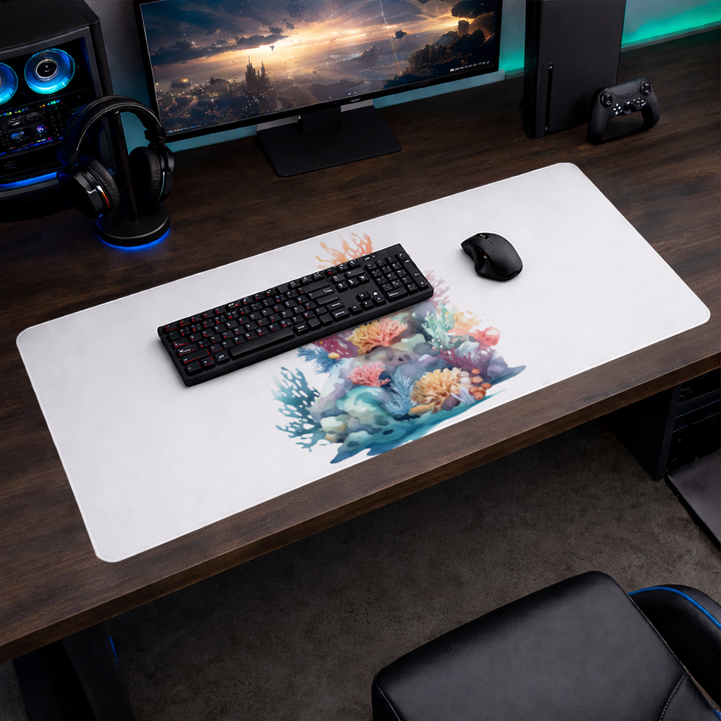 Renkli Suluboya Mercan Kayalığı Mouse Pad