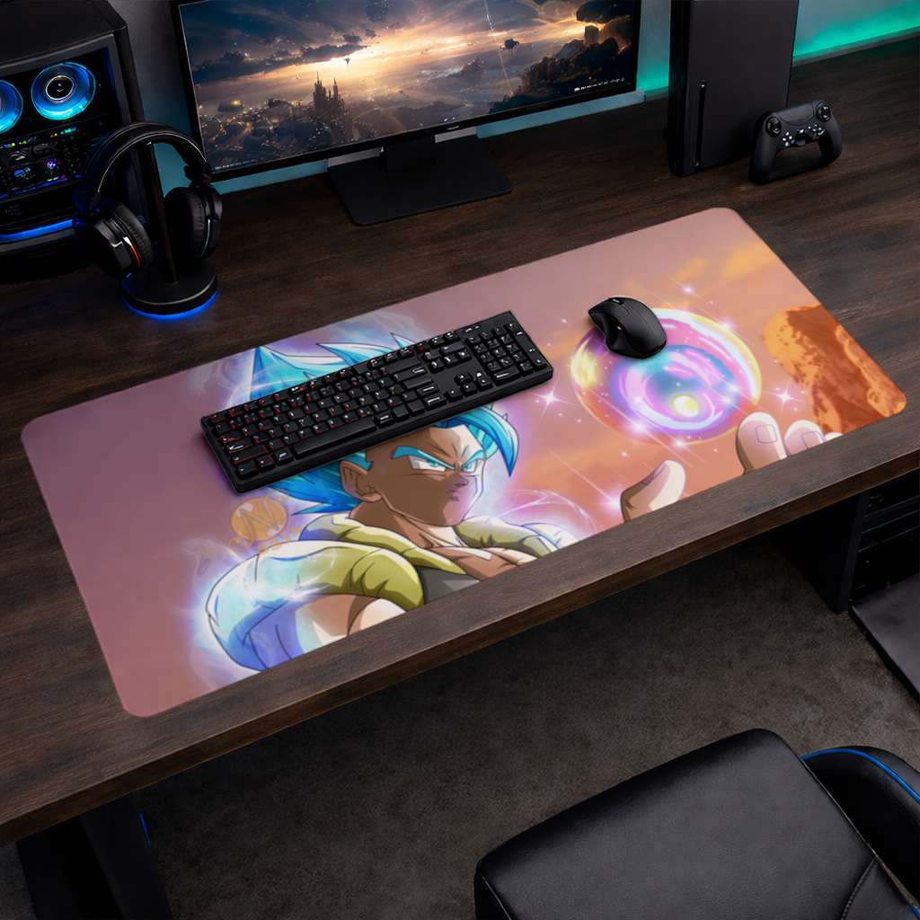 Blue Haired Warrior with Energy Orb Mouse Pad