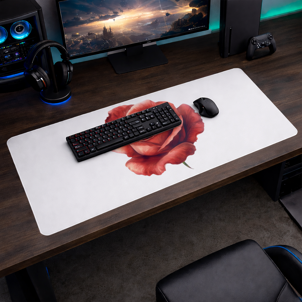 Kırmızı Gül Çiçeği Mouse Pad