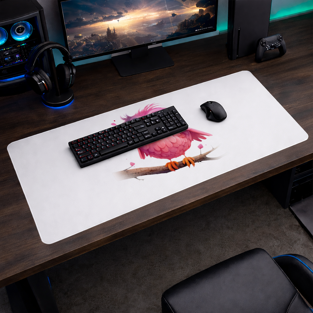 Cute Pink Bird with Large Blue Eyes 