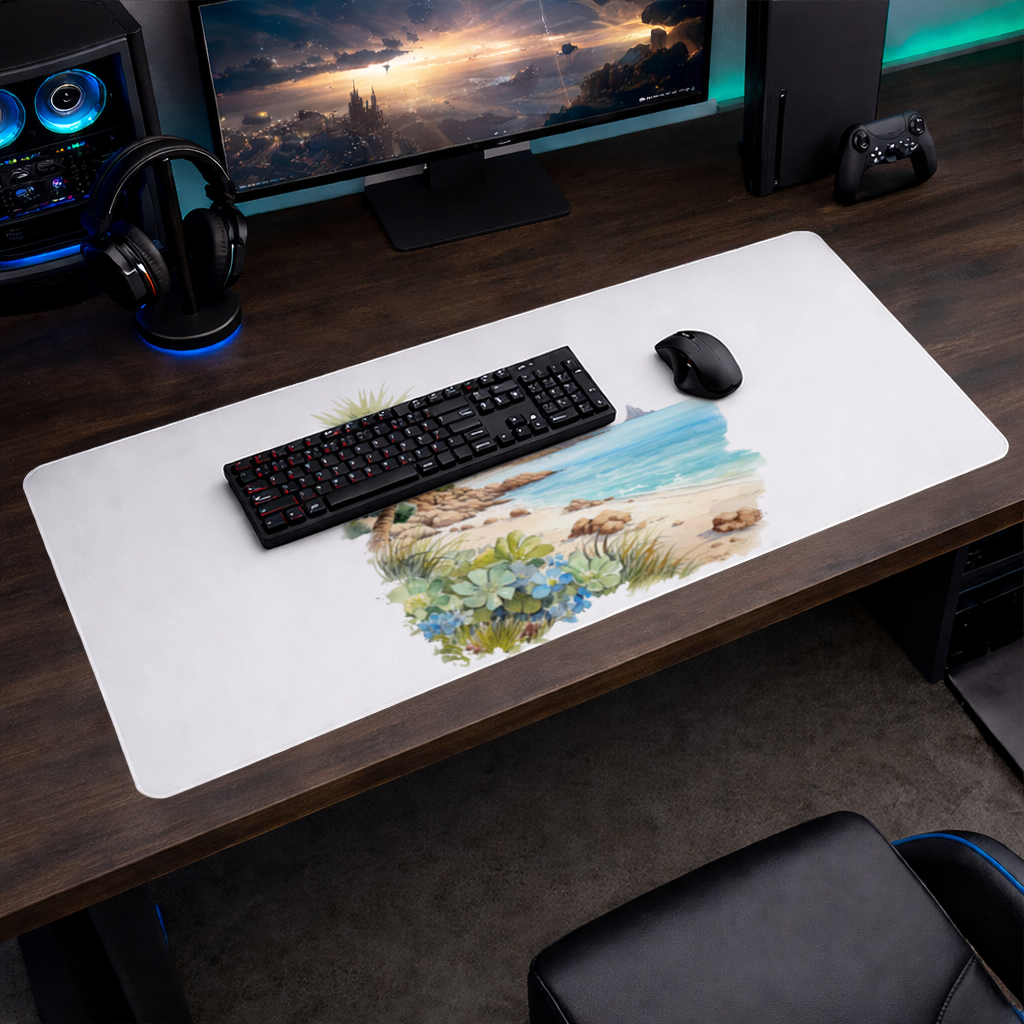 Tropical Palm Tree and Turquoise Sea Mouse Pad