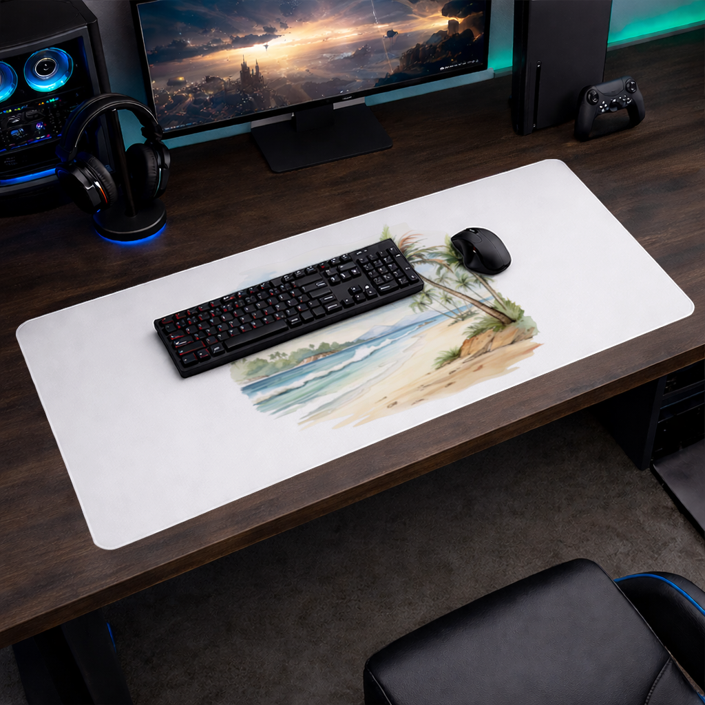 Tropical Palm Tree Beach Mouse Pad