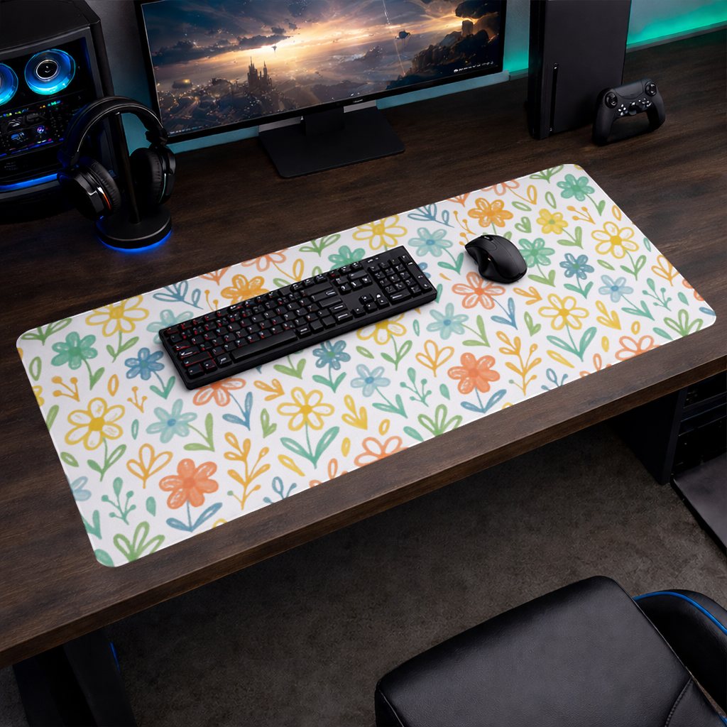 Colorful Boho Wildflowers Mouse Pad