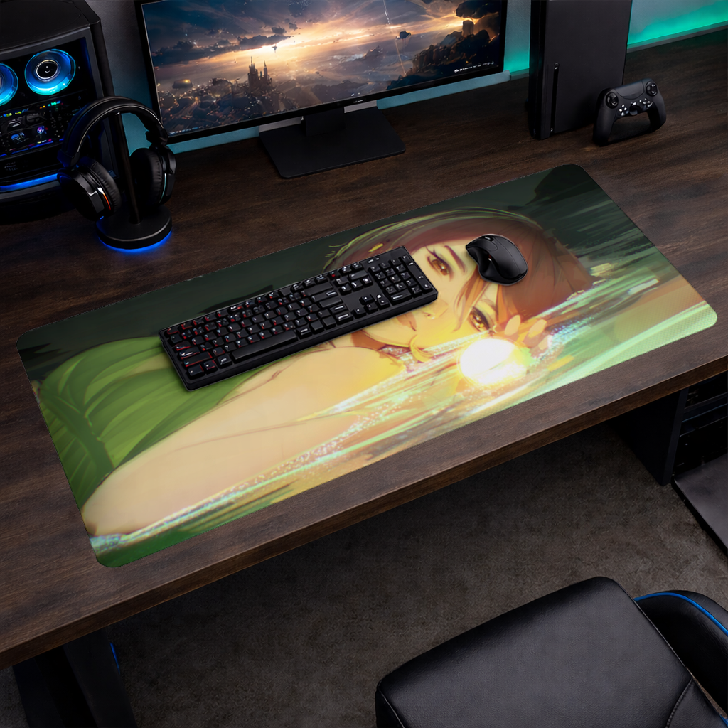 Sunset Glow Anime Girl Illustration Mouse Pad