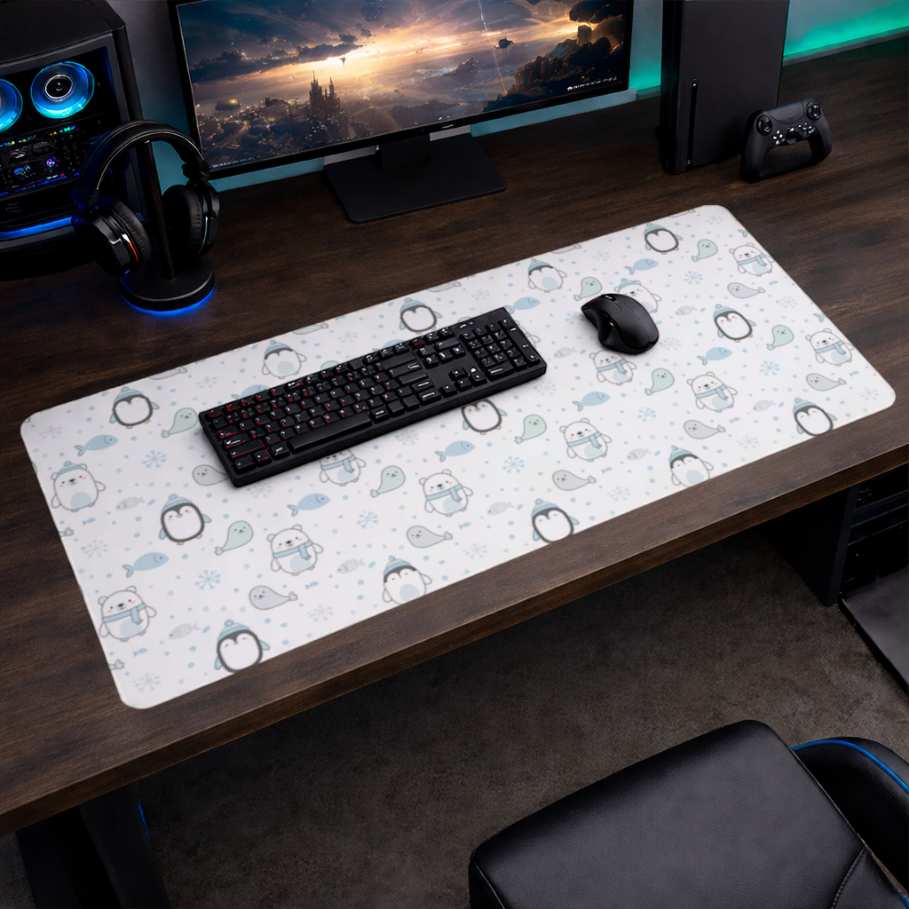 Cute Arctic Animals Winter Pattern Mouse Pad