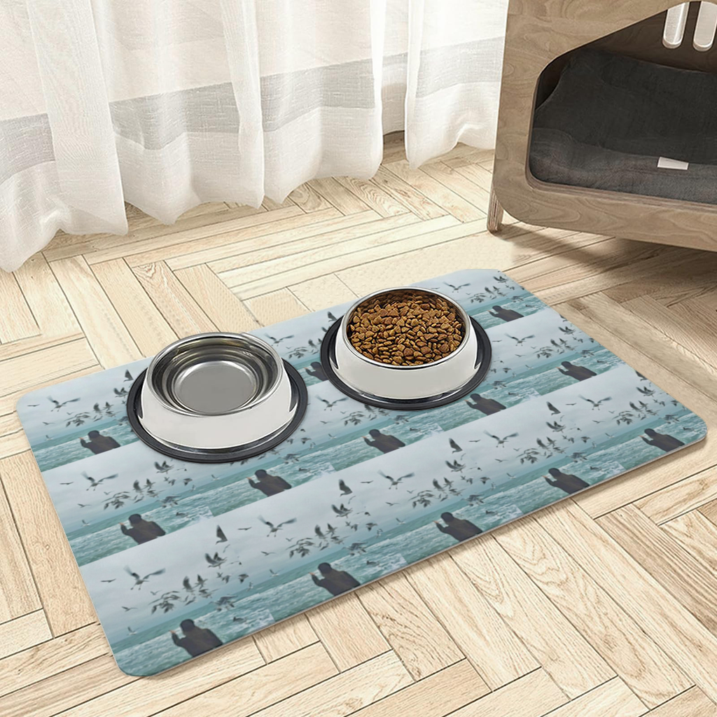 Sea and Birds A Design Interpretation of Freedom Pet Feeding Mat