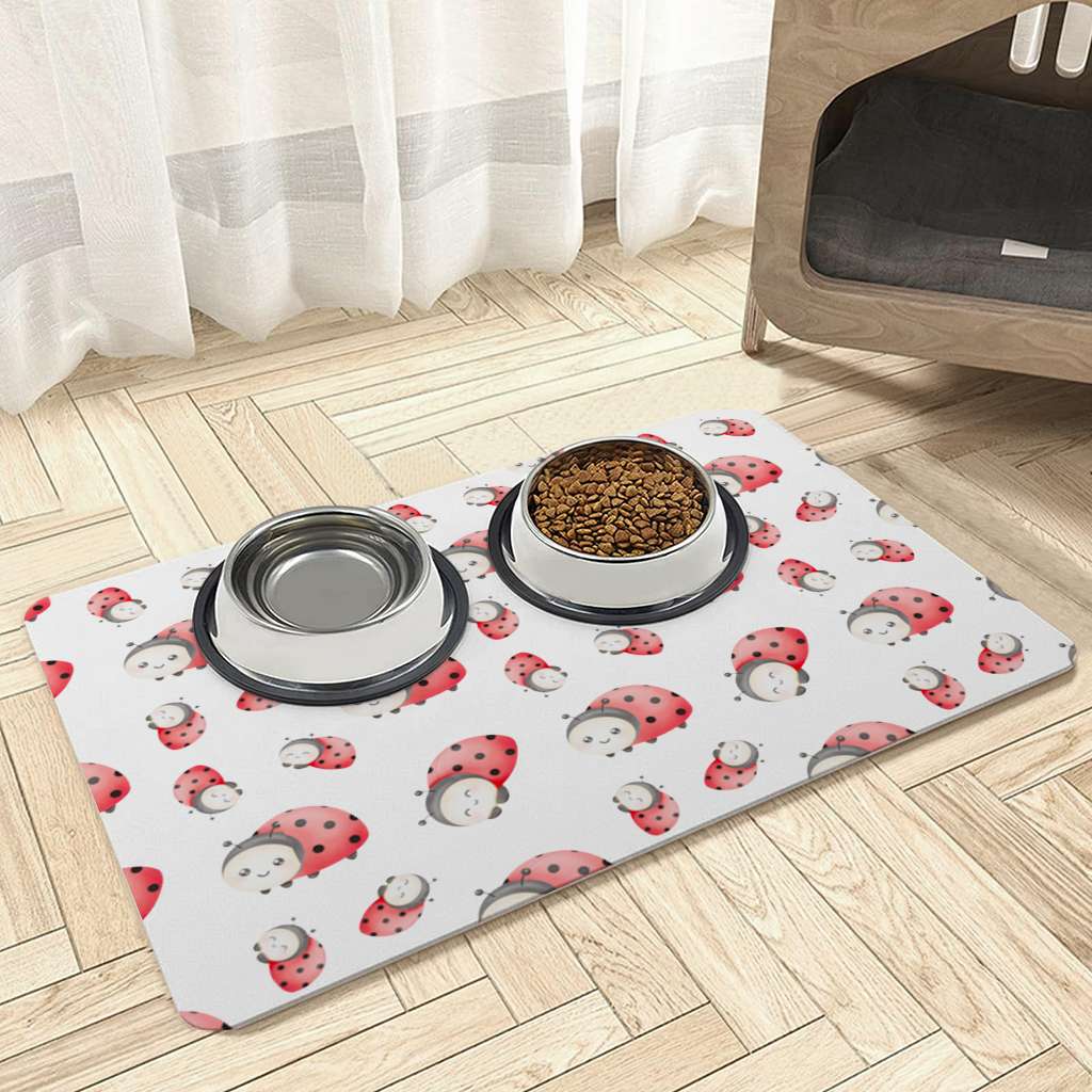 Cute Kawaii Ladybug Pattern Pet Feeding Mat