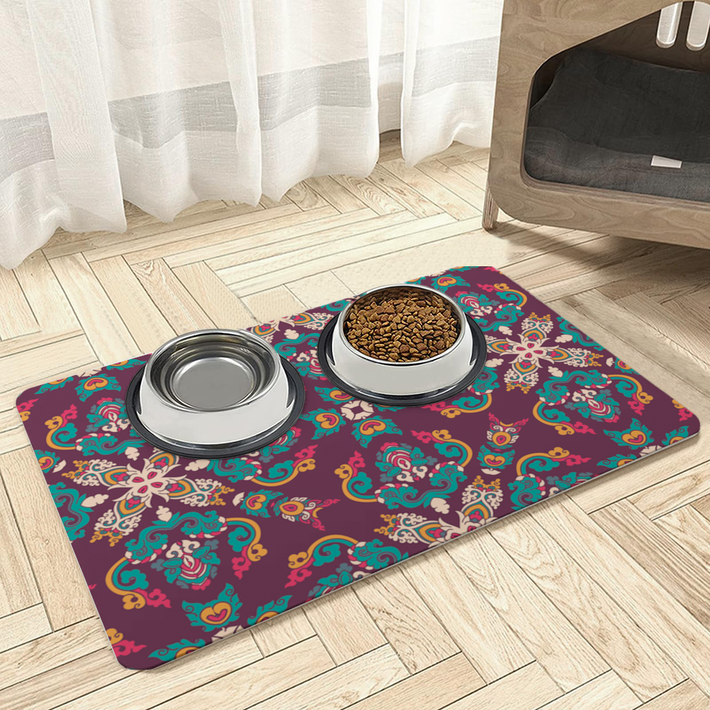 Colorful Ottoman Inspired Mandala Pattern Pet Feeding Mat