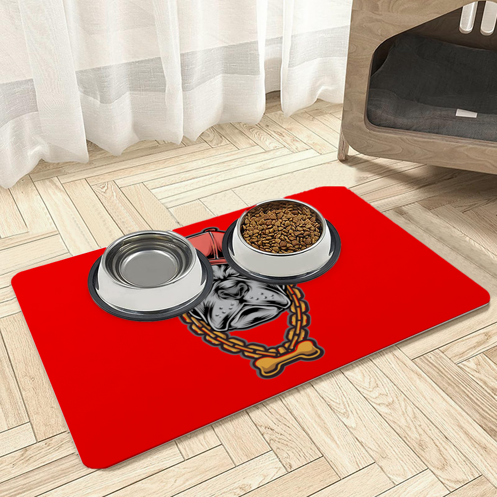 Hip Hop Style Gangster Dog Illustration Pet Feeding Mat