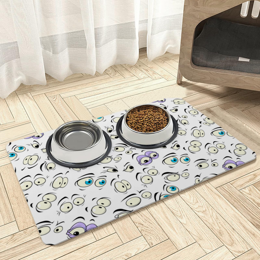 Funny Cartoon Eyes Pattern Pet Feeding Mat