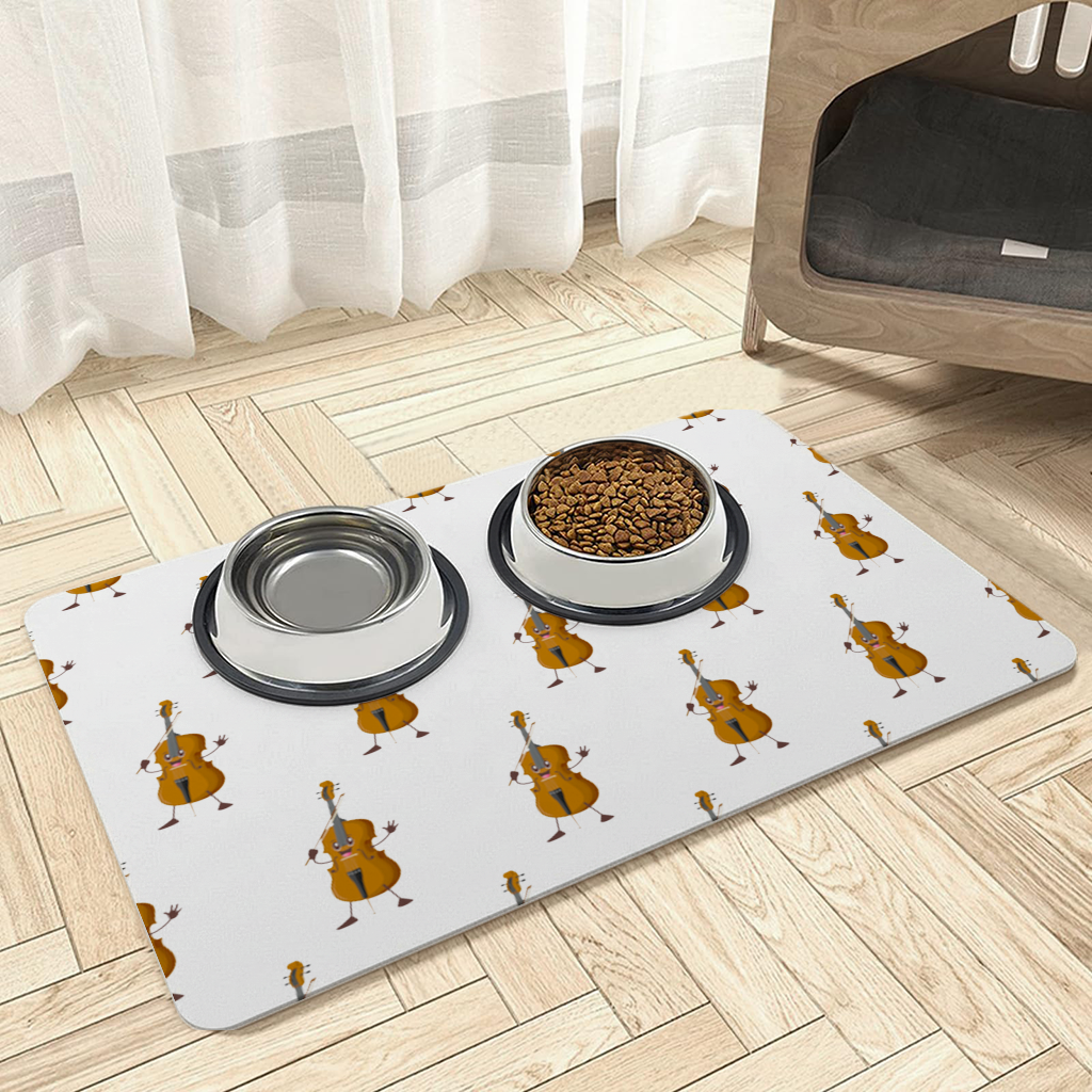 Happy Cello Character Art Design Pet Feeding Mat
