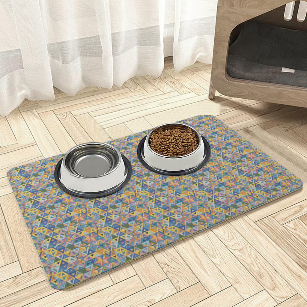 Rainbow triangle pattern Pet Feeding Mat