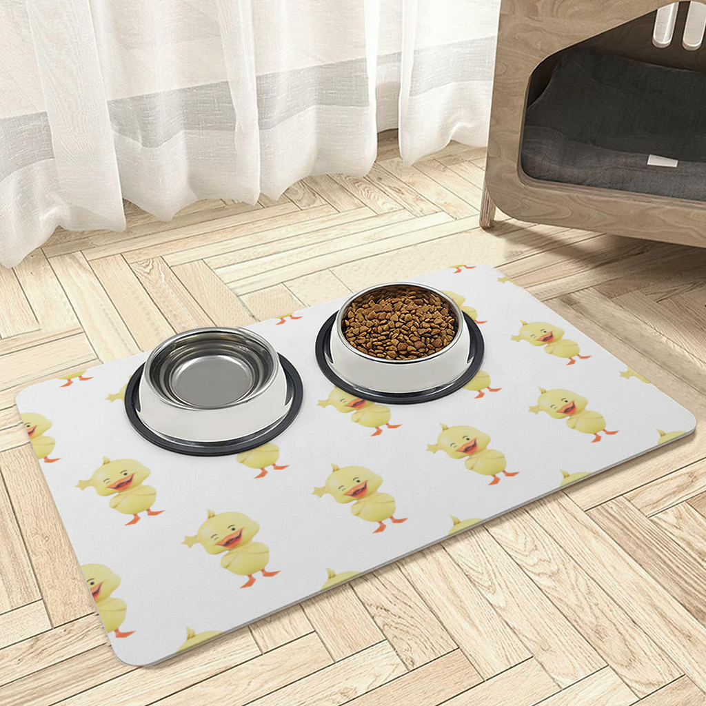 Cheerful Winking Yellow Duck with Star Pet Feeding Mat