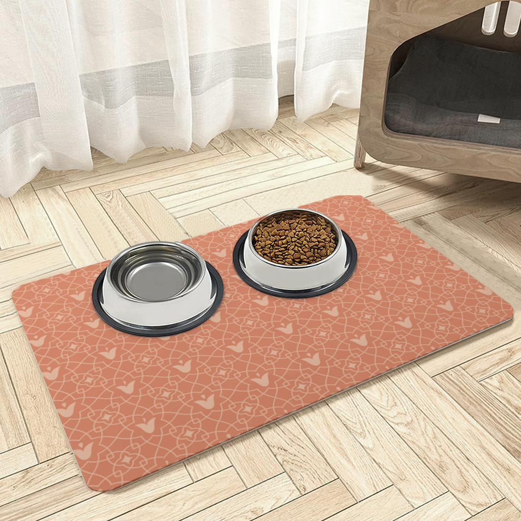 Modern Geometric Linear Terracotta Pattern Pet Feeding Mat