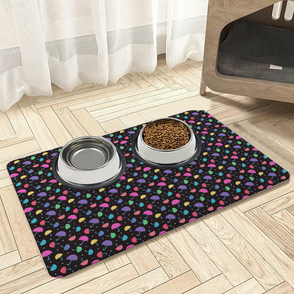 Colorful Heart Umbrellas Pattern Pet Feeding Mat