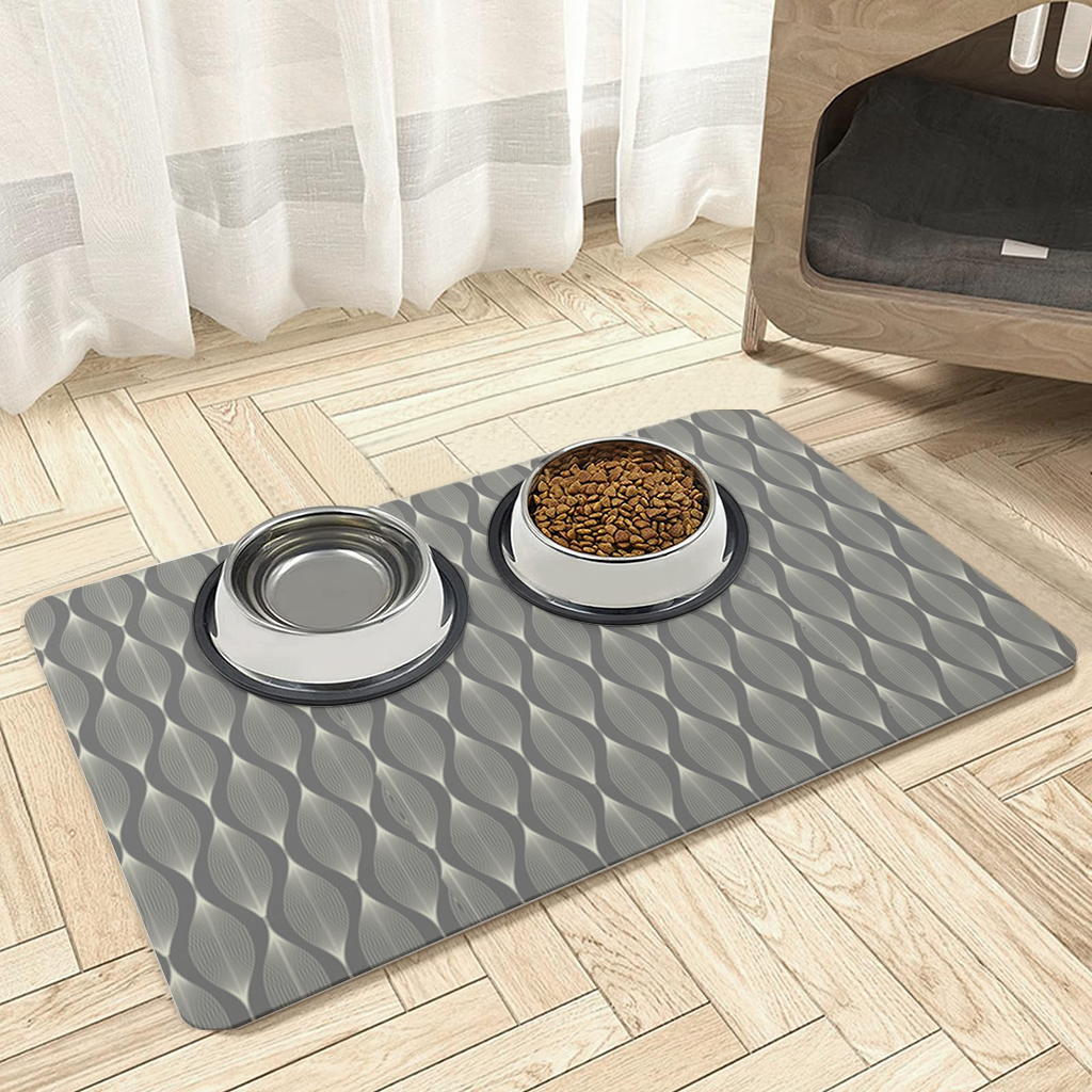 Art Deco Geometric Wavy Pattern Pet Feeding Mat