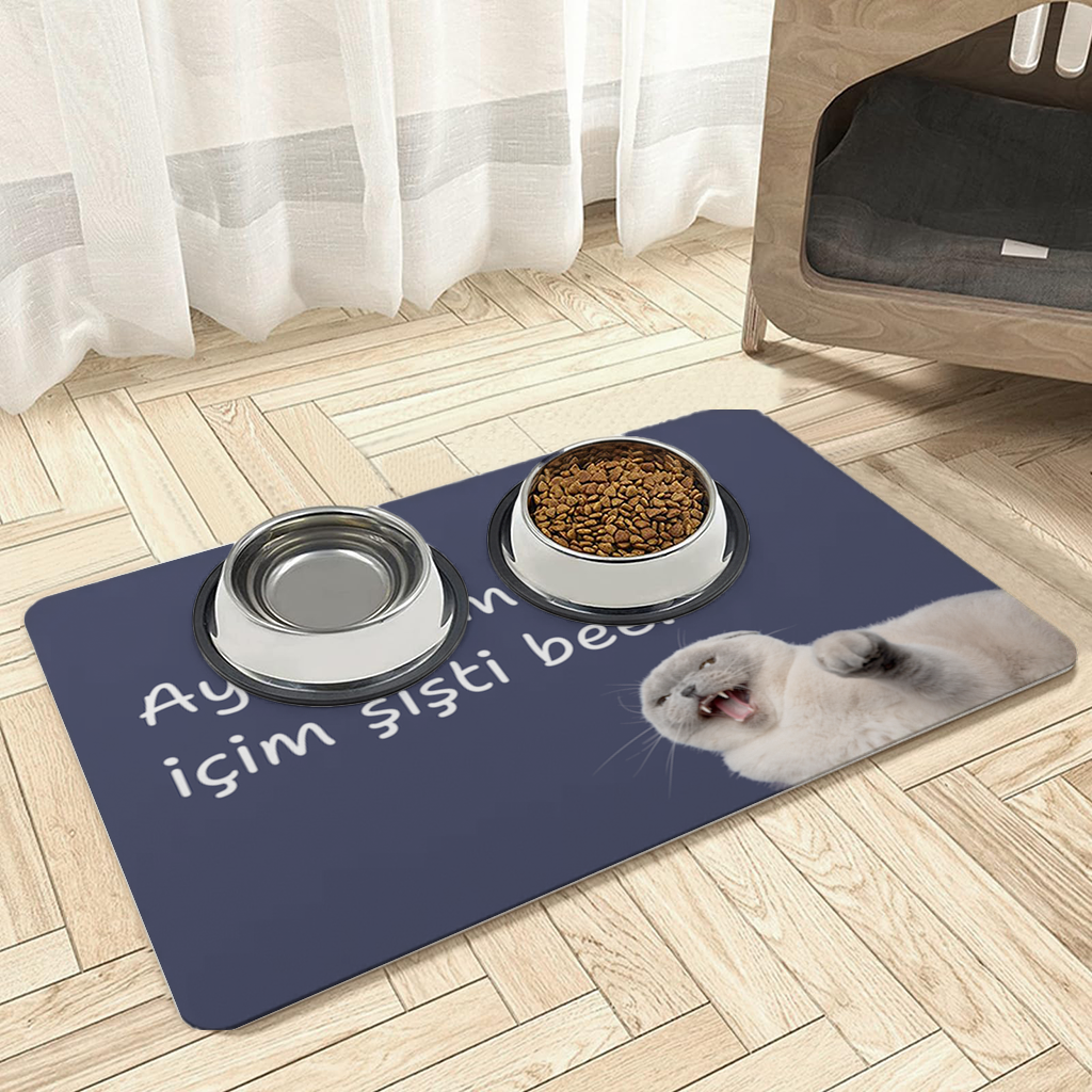 Relatable Grumpy Cat with Sarcastic Line Pet Feeding Mat
