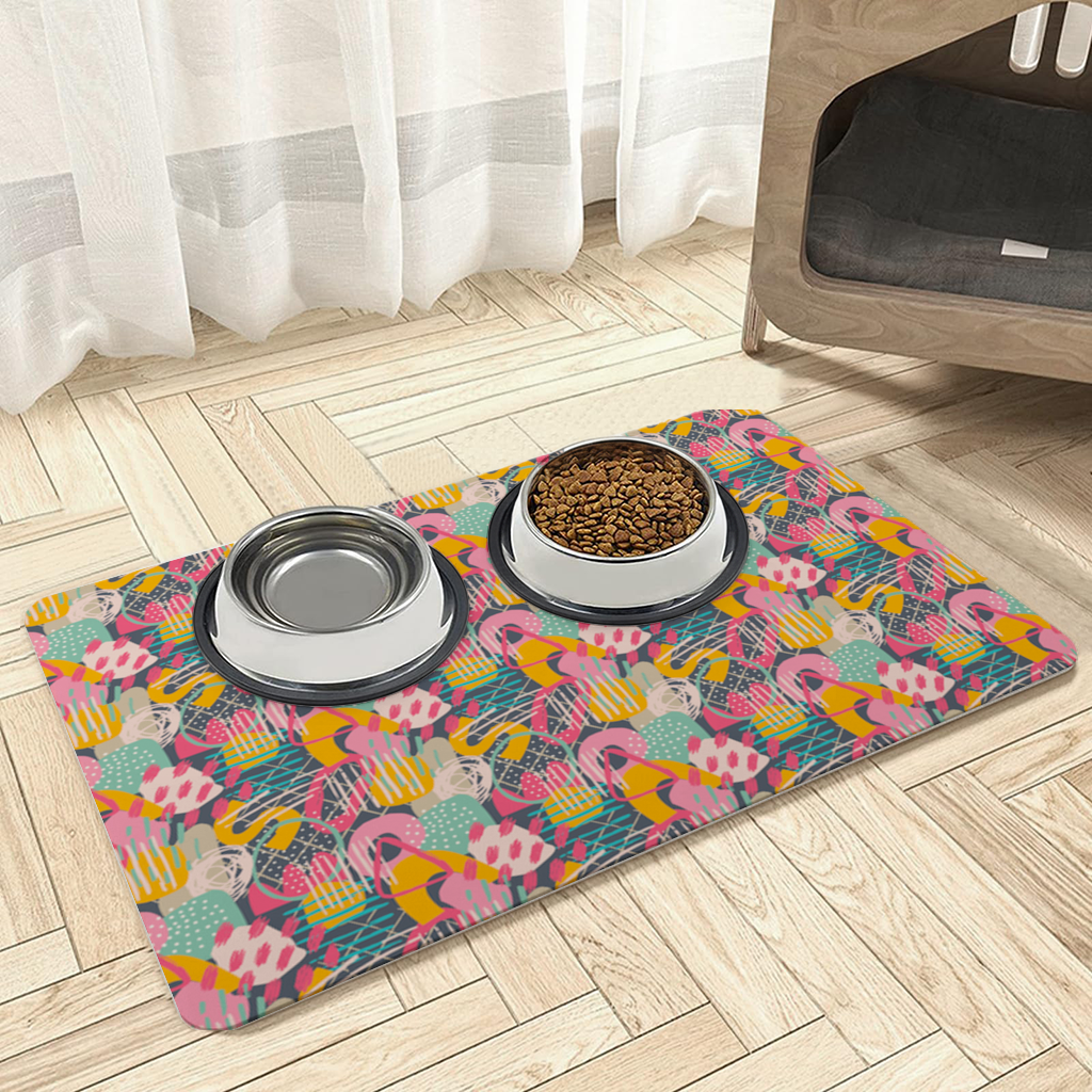 Abstract Geometric Doodle Pet Feeding Mat