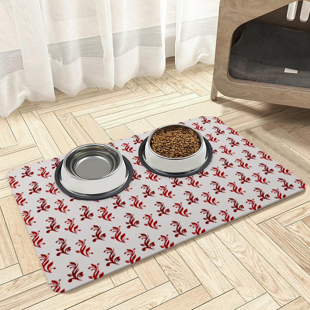 Burgundy Baroque Swirls Pet Feeding Mat