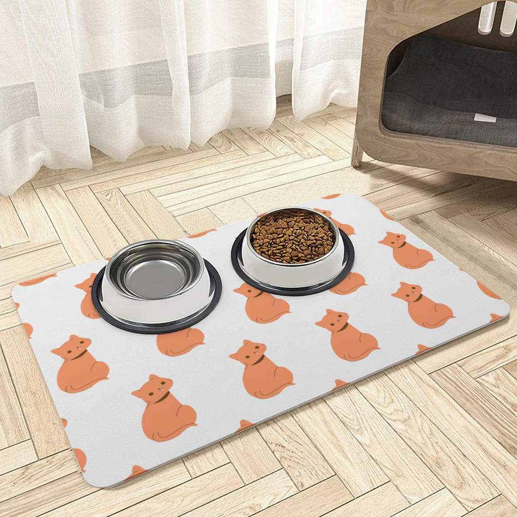 Kawaii Orange Cat Blep Pet Feeding Mat