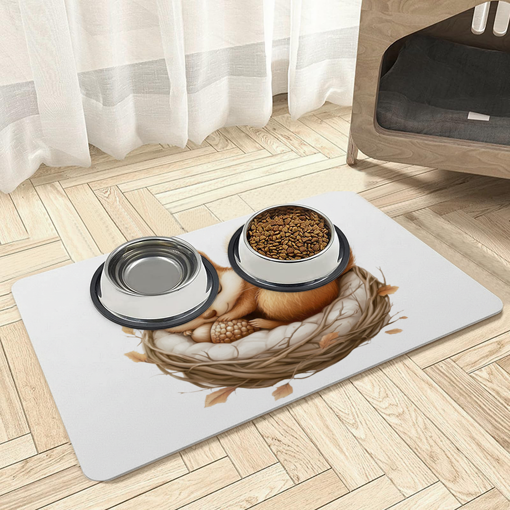 Sleeping Baby Squirrel in Nest Pet Feeding Mat