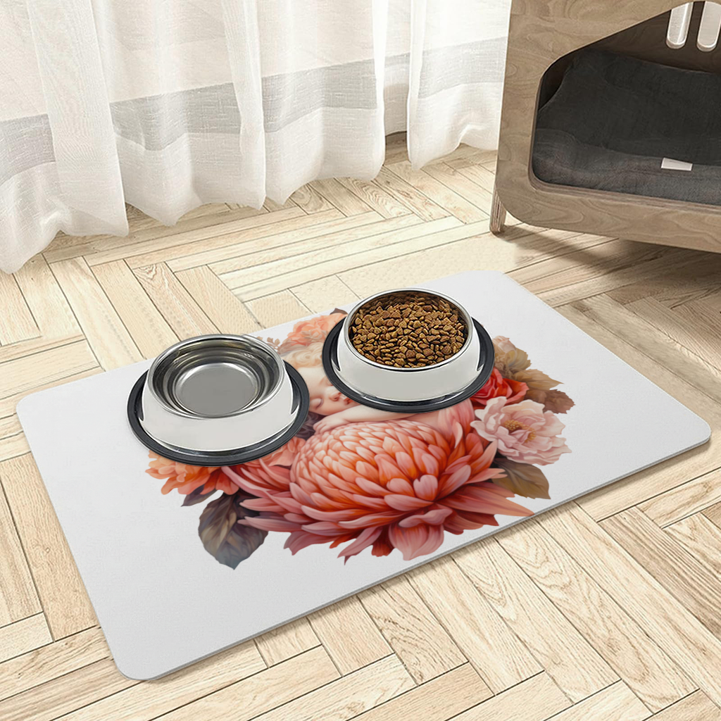 Ethereal Cottagecore Sleeping Baby Pet Feeding Mat