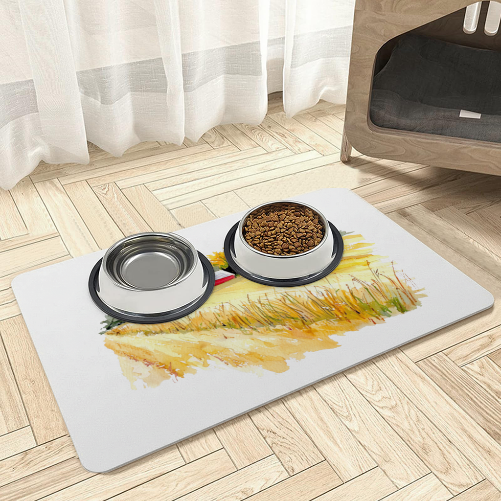 Kırmızı Silo ve Altın Buğday Tarlası Evcil Hayvan Besleme Matı