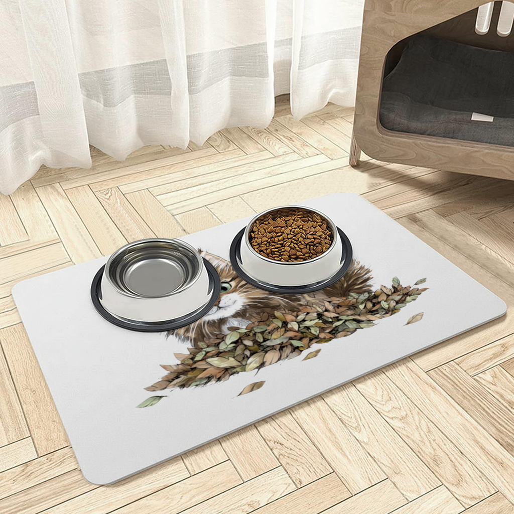 Cute Fluffy Kitten in Autumn Leaves 