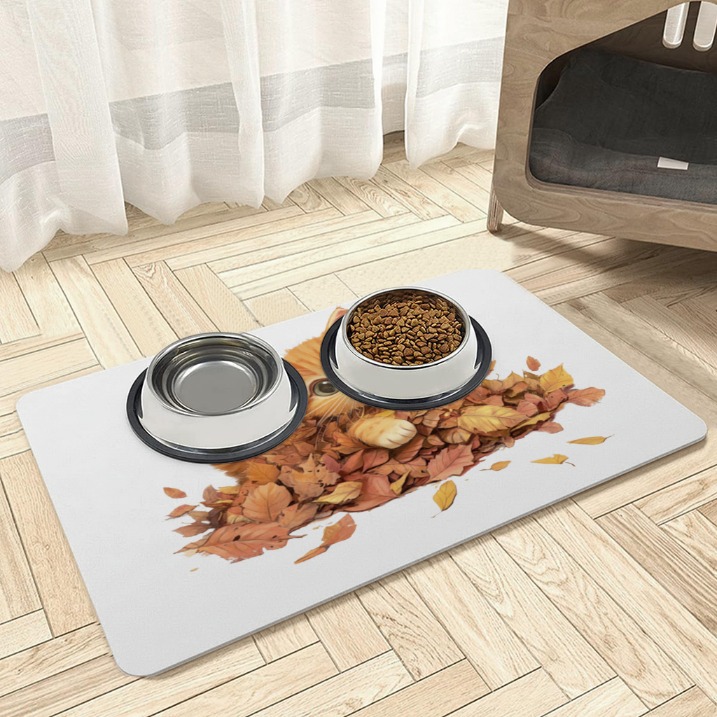 Ginger Kitten in Autumn Leaves 