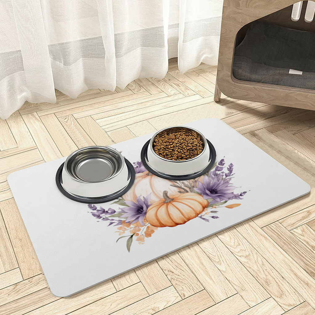 Lavender and Pumpkin Autumn Bouquet Pet Feeding Mat