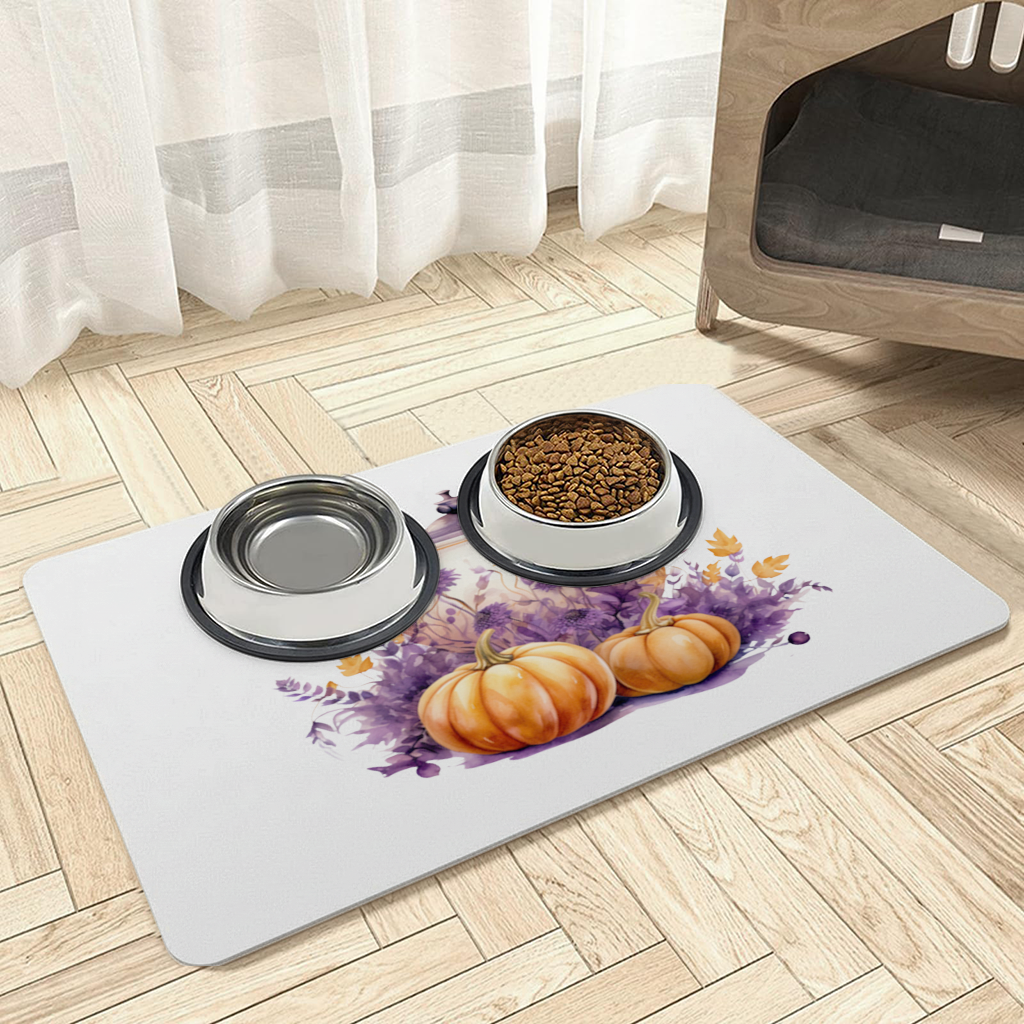 Mor Çiçekli Kabaklı Çaydanlık Evcil Hayvan Besleme Matı