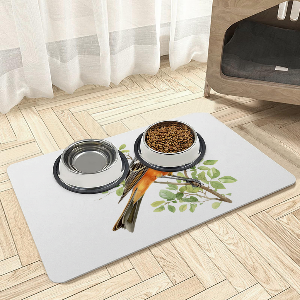 Baltimore Oriole on Branch Pet Feeding Mat