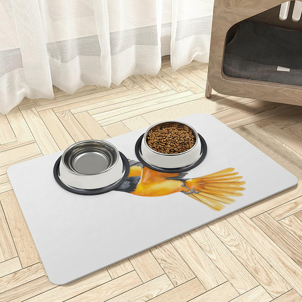 Watercolor Baltimore Oriole Pet Feeding Mat