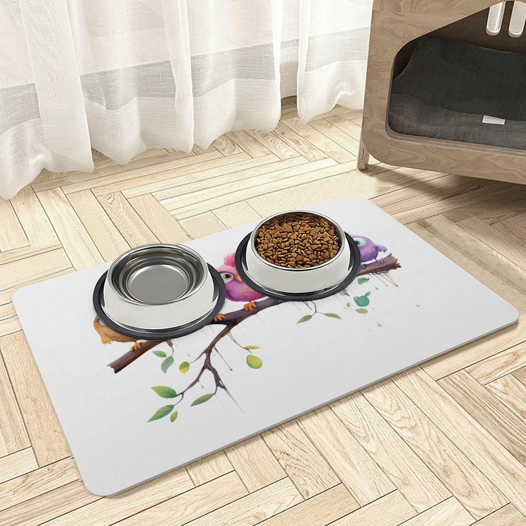 Five Colorful Kawaii Birds on Branch 