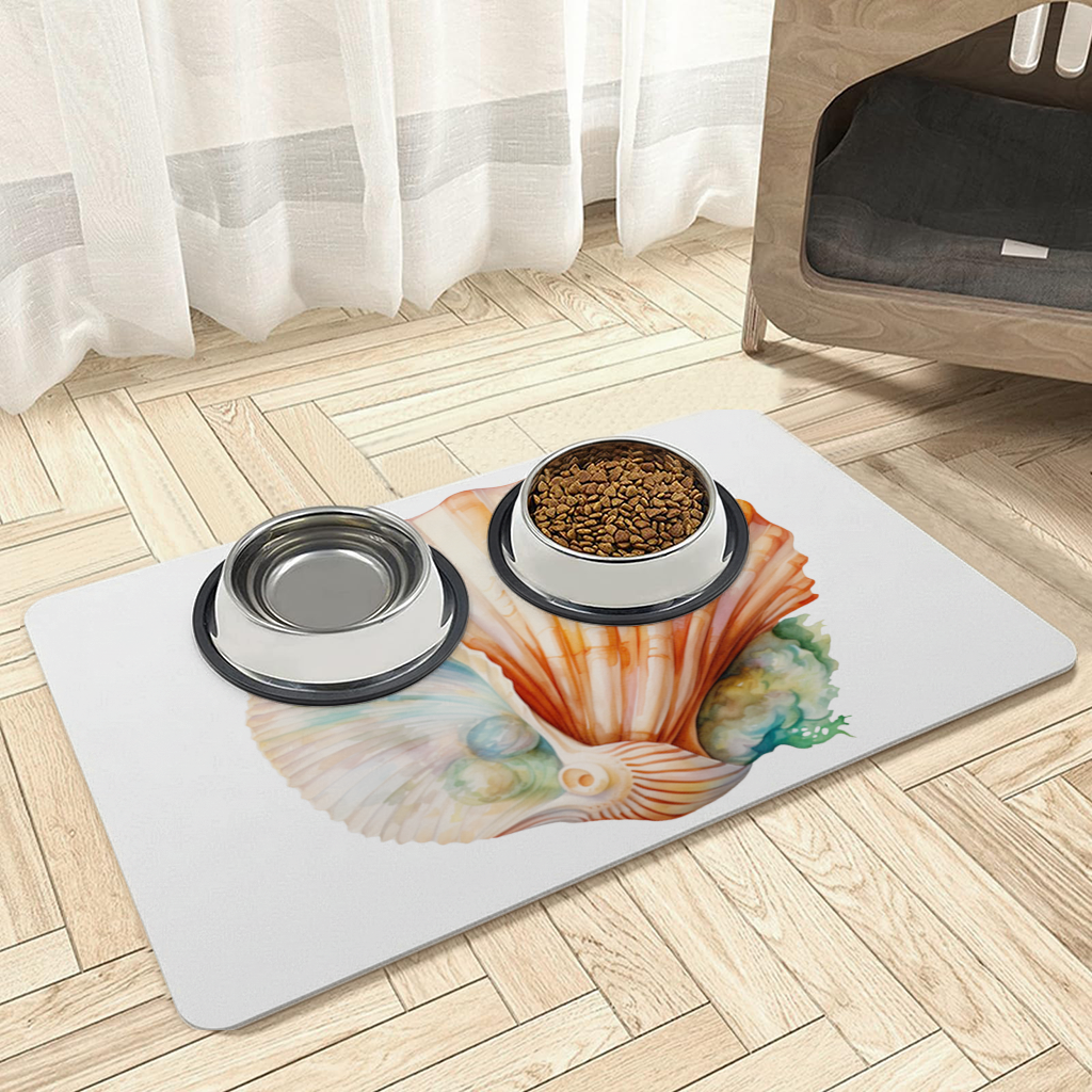 Iridescent Pearls in Orange Scallop Seashell 