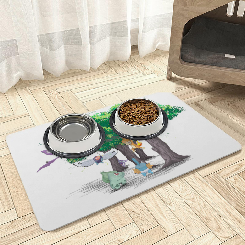 Fanmade Fakemon Characters, happy friends, anime characters Pet Feeding Mat